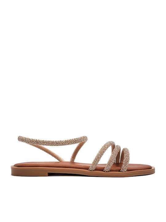 Leather Women's Flat Sandals Gold