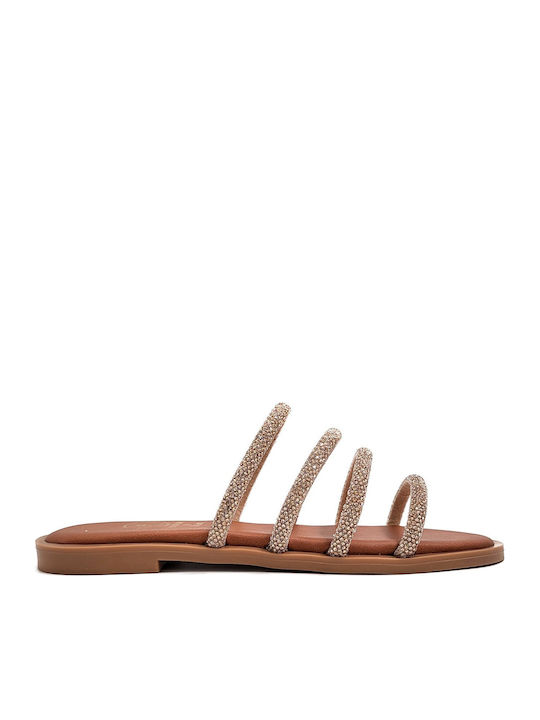 Leather Women's Flat Sandals Bronze
