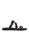 Leather Women's Flat Sandals Brown
