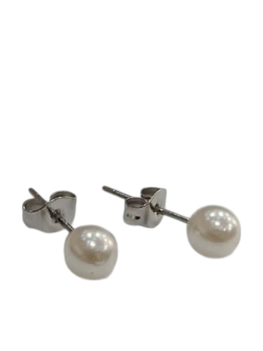 Kalliopi Silver Ohrringe Stecknadelverschluss aus Stahl mit Perlen