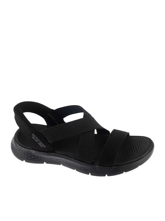 Skechers Go Walk Flex Γυναικεία Σανδάλια Μαύρα