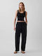 Women's Fabric Trousers with Rubber Band Black