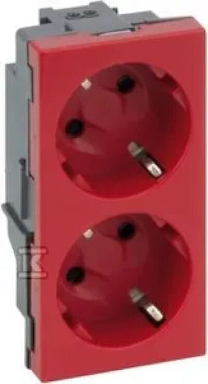 Simon Connect S500 Schuko Double Socket 2x230v 16a Without Nasal Signals Red 50000432-037