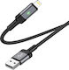 Borofone Geflochtenes LED USB-A zu Lightning Kabel Schwarz 1,2 m BX54