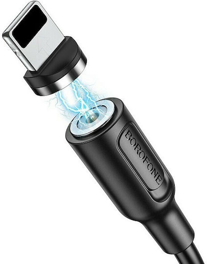 Borofone Μαγνητικό / Μαγνητικό αποσπώμενο USB-A to Lightning Cable Μαύρο 1m BX41
