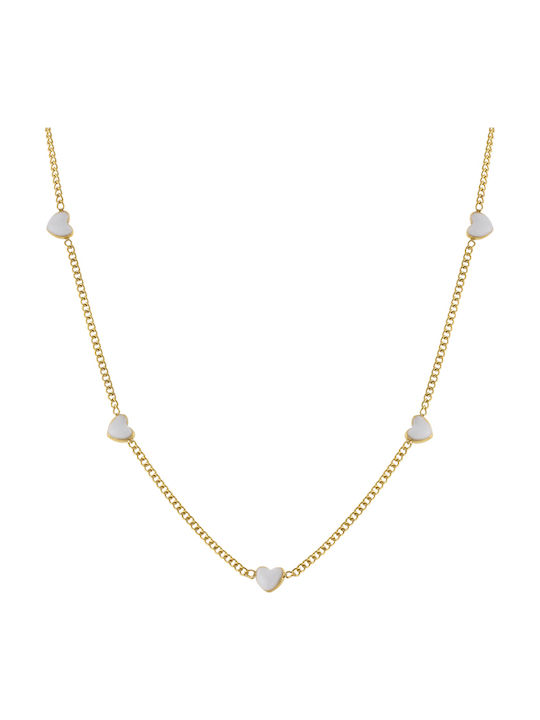 Loisir Necklace With Heart Design From Gold Plated Steel