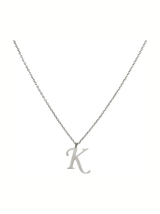 Monogram Necklace K in White Gold 9K