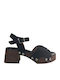 Leather Black Sandals -484-01-Black