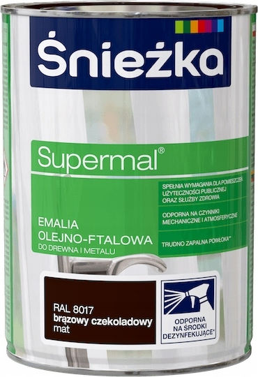 Śnieżka Supermal Маслена Алкидна Емайл Шоколадово Кафяво Матово 0.8л