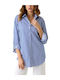 Long Sleeve Women's Denim Shirt Blue Striped