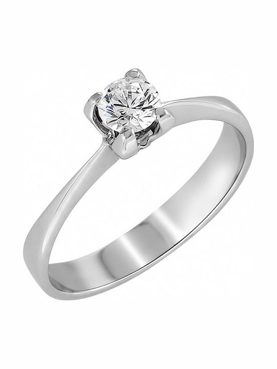 VTJ Single Stone Ring Silver With Diamond