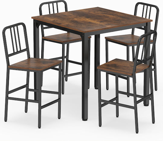 Costway Erweiterbares Bar Set Mit 4 Hockern 90x90cm