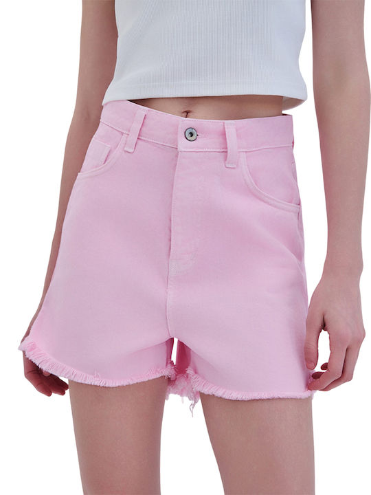 Combos Knitwear Γυναικείο Τζιν Σορτς Baby Pink