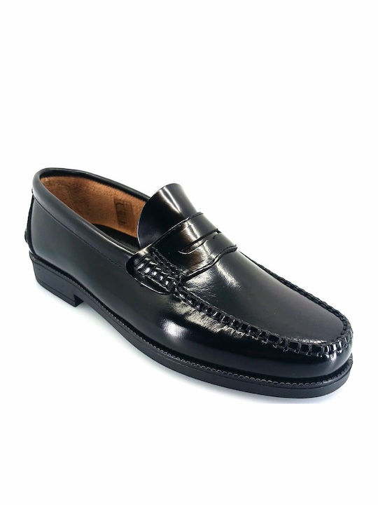 Boxer Δερμάτινα Ανδρικά Loafers σε Μαύρο Χρώμα