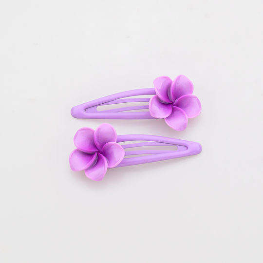 Set 2 Stück Haarnadeln Tropische Blumen Plumeria-Lila
