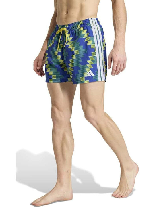 Men's Swimwear Shorts Blue and Yellow with Prints