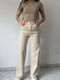 Women's Jean Pants in Wide Leg Style Beige