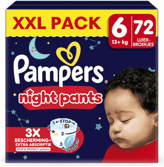 Pampers Babywindeln Windelhosen Night Pants Monatspackung No 6 für 13+kg 72 Stück
