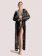 Long Women's Knitted Cardigan Black