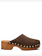 Mules With Heel In Brown Colour
