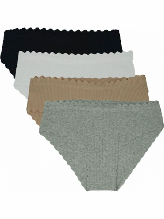 Βαμβακερά Γυναικεία Slip MultiPack χωρίς Ραφές Γκρι
