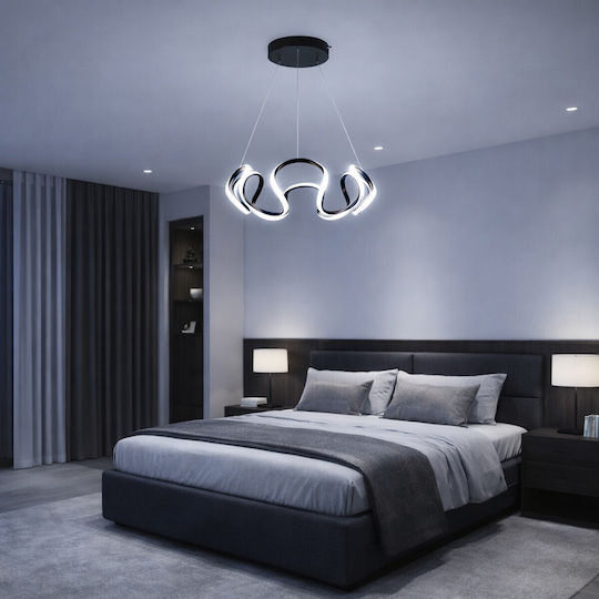 VenCore Black LED Pendant Ceiling Light with Adjustable Warm to Cool White Light 48x48x18cm