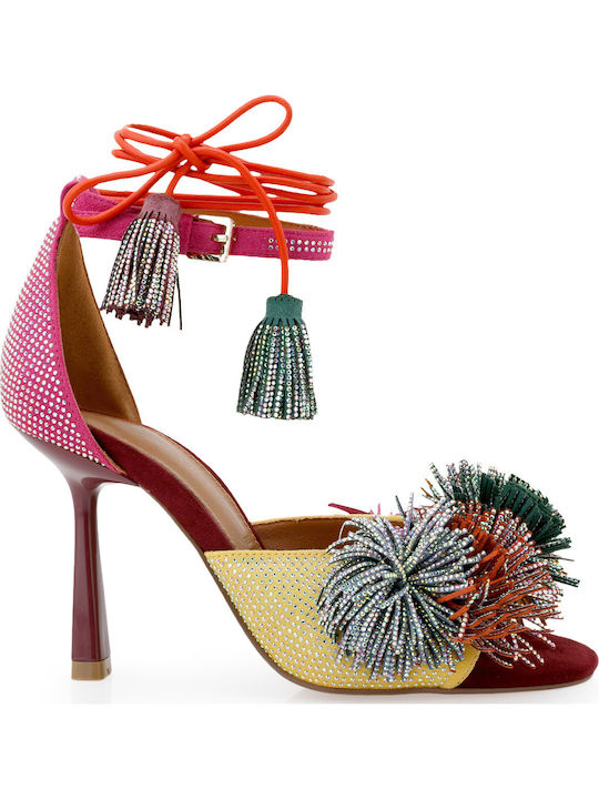 Fabric Burgundy Sandals