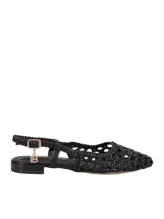 Damen Ballerinas Slingback Mit Riemen in Schwarz Farbe