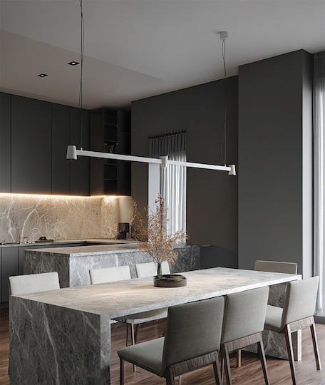 VK Lighting Lumini Suspendate Alb LED Cu Lumină Alb Cald