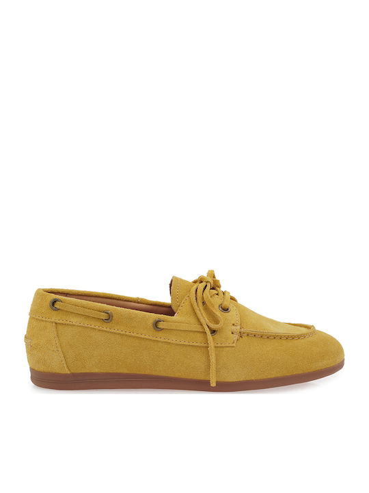 Carla Cortez Δερμάτινα Γυναικεία Boat Shoes σε Κίτρινο Χρώμα