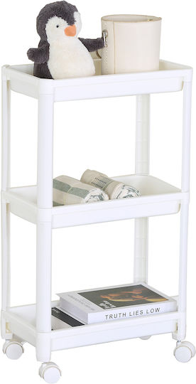 ArteLibre Floen Kitchen Trolley Plastic 3 Tiers White 44x28x70cm