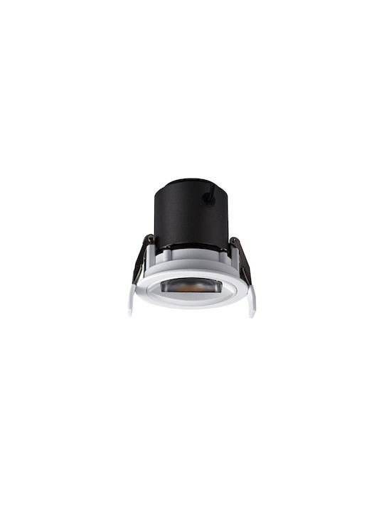 VK Lighting Metallic Recessed Spot with Built-in LED and Natural White Light White 8.4x8.4cm
