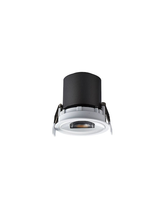 VK Lighting Metallic Recessed Spot with Built-in LED and Natural White Light White 10.1x10.1cm