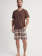 Vienetta Secret Summer Checked Men's Pyjama Pants Brown