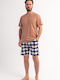 Vienetta Secret Summer Checked Men's Pyjama Pants Brown