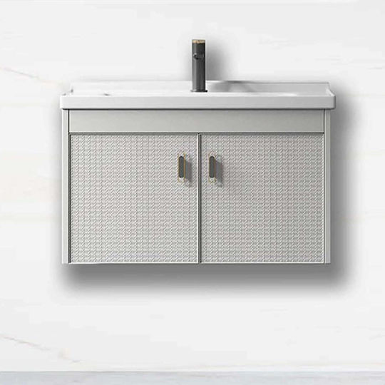Martin Thaleia Πάγκος με Νιπτήρα Μ60xΒ40xΥ43cm Silver Grey