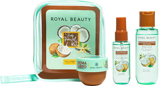 Royal Beauty Body Travel Kit Σετ Περιποίησης για Ενυδάτωση & Καθαρισμό Σώματος Coconut & Vanilla 3τμχ