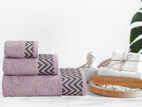 Set of Bath Towels 3 pcs Terracotta Weight 500gr/m²