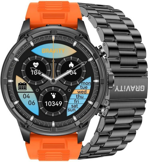 Gravity GT41-4 53mm Smartwatch με Παλμογράφο (Black)