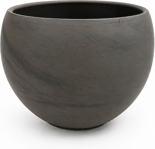 Ceramic Spherical Plant Pot Brown Grey H:12cm W:17cm Inner 13cm