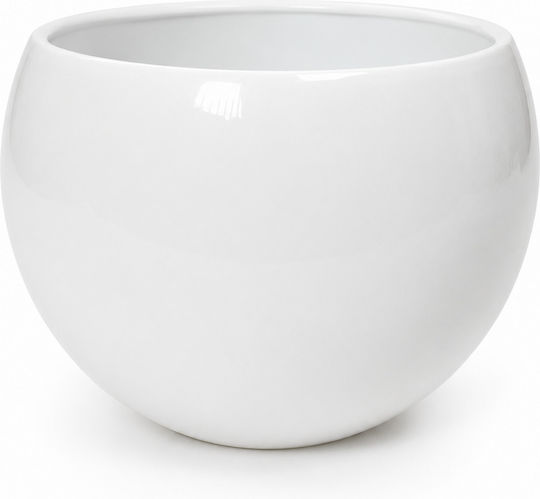 Keramischer Pflanzentopf Sphärisch Glänzend Weiß Höhe: 14cm Durchmesser: 16cm Innenmaß 12cm