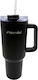 Kamille Stainless Steel Thermos Glass 1.2lt Gray with Handle Straw and Mouthpiece