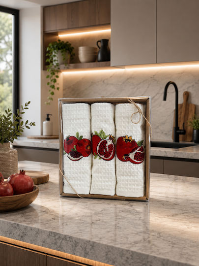 Kipper Fruits.r Πετσέτα Κουζίνας από 100% Βαμβάκι σε Λευκό Χρώμα 40x60cm 3τμχ Kipper Fruits.r Πετσέτα Κουζίνας από 100% Βαμβάκι σε Λευκό Χρώμα 40x60cm 3τμχ