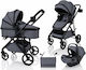 Homeone Verstellbarer 3-in-1 Baby Kinderwagen Für Ab 6+ Monate Grau C10-GREY