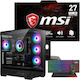 Vengeance Fusion-V5 MSI Edition Гейминг Настолен Компютър (Ryzen 7-8700F/16GB DDR5/512GB SSD/GeForce RTX 5060/Без Операционна Система) с Клавиатура (Английски US) и Монитор MSI 27" PRO MP272PMG