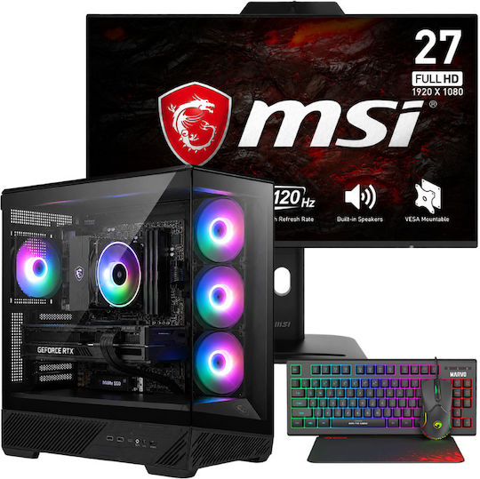 Vengeance Fusion-V5 MSI Edition Гейминг Настолен Компютър (Ryzen 7-8700F/16GB DDR5/512GB SSD/GeForce RTX 5060/Без Операционна Система) с Клавиатура (Английски US) и Монитор MSI 27" PRO MP272PMG