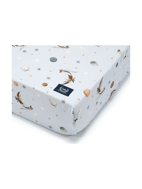La Millou Baby Cradle Cotton Fitted Sheet Fly To Moon Light Blue 70x140cm