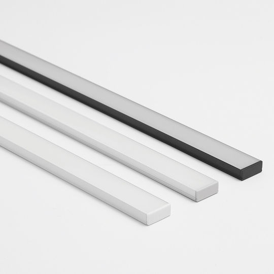 VK Lighting Προφίλ Αλουμινίου Ταινίας LED με Οπάλ Κάλυμμα 200x0.2x0.2εκ.