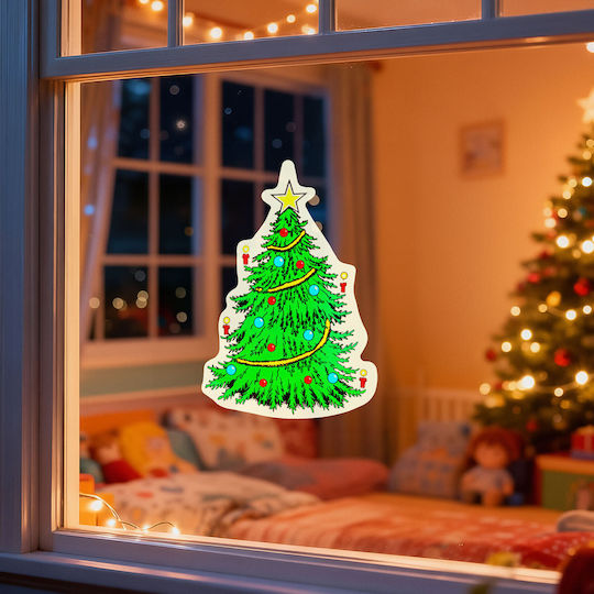 Decorațiune De Crăciun Pentru Fereastră 30x29 Cm Ornament Cu Ventuză În Formă De Brad De Crăciun