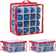 Set 3 Cutii De Depozitare Pentru Globuri Relaxdays 32 Compartimente Roșii Transparente 16x32x32cm